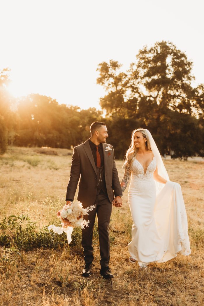 Bride In Crepe Wedding Dress Called Bracken By Sottero And Midgley