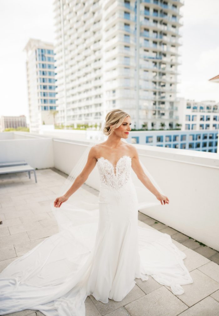 Bride In Strapless Wedding Dress Called Giovannetta By Sottero And Midgley