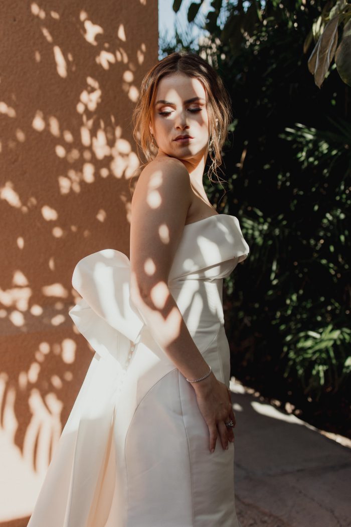 Bride In Satin Wedding Dress Called Mitchell By Maggie Sottero