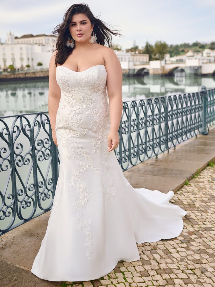 Bride In Satin Wedding Dress Called Barcelona By Sottero And Midgley