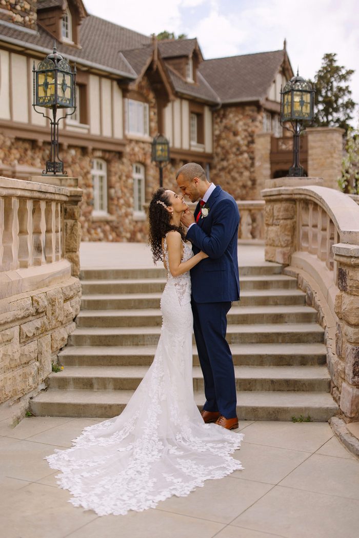 Bride In Lace Wedding Dress 