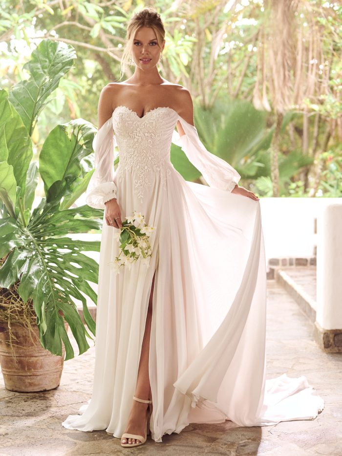 Chiffon Long Sleeve Wedding Dress Dagney by Rebecca Ingram