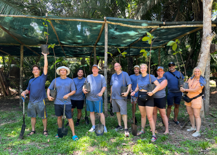 A group of Maggie Sottero team members volunteering at CIRENAS, a family-owned coastal ranch that helps with habitat preservation
