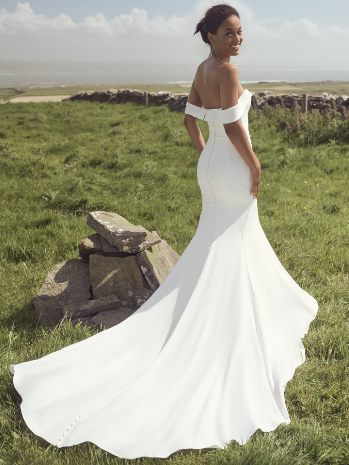 Model wearing Moriah wedding gown by Rebecca Ingram