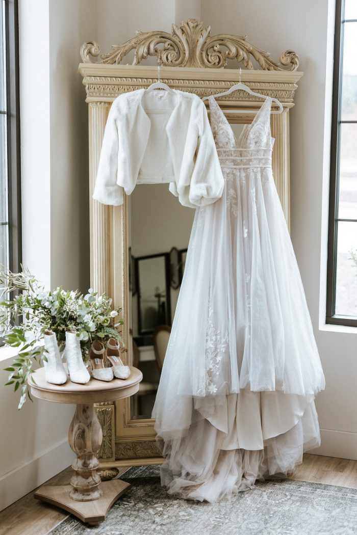 Raelynn wedding gown by Rebecca Ingram, which goes well with winter wedding themes