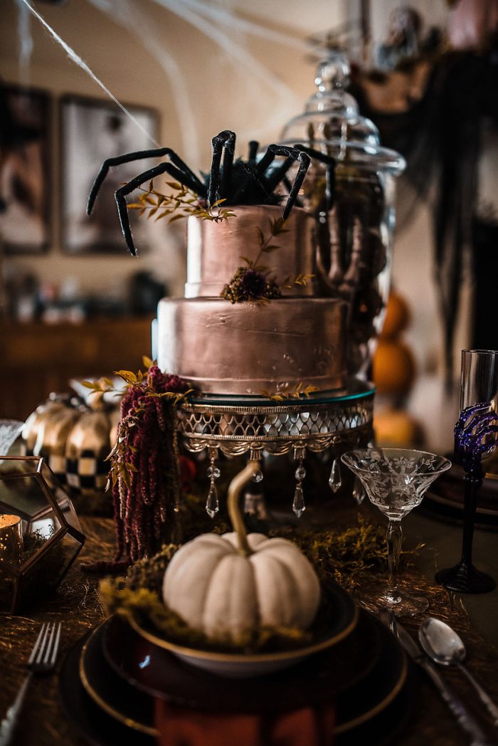 Metallic gothic-inspired cake