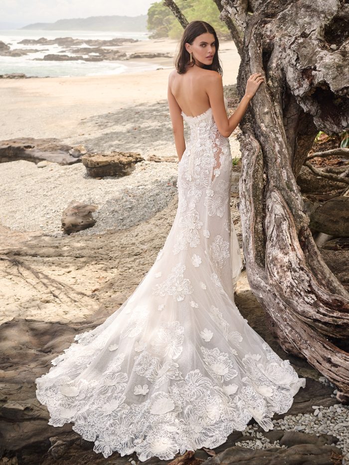 Back of bride wearing Mohave wedding gown by Sottero and Midgely