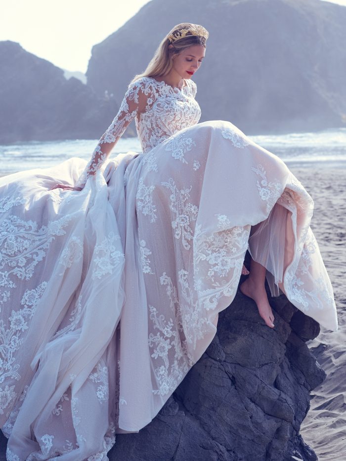 Bride wearing Norvinia Lynette by Sottero and Midgley