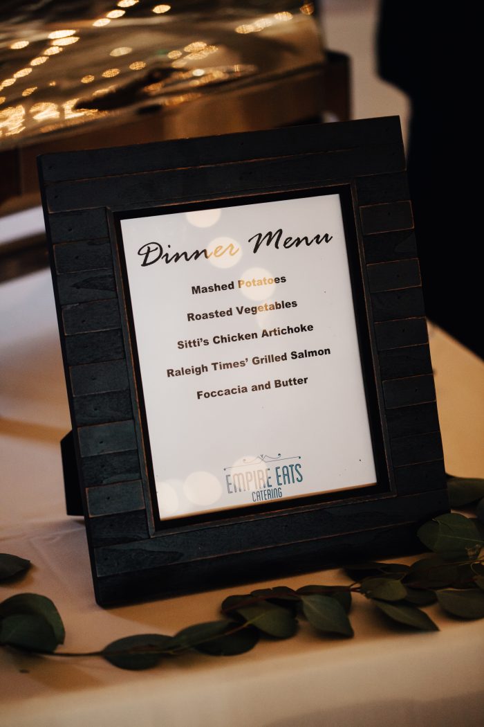 Dinner menu for a budget-friendly wedding