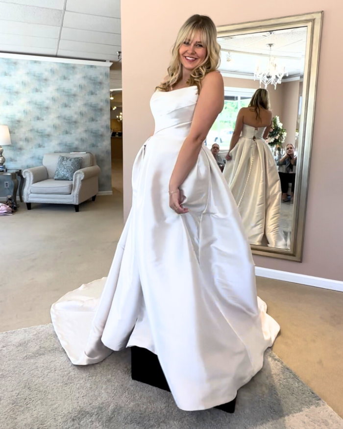 Bride with positive body image wearing Aspen by Sottero and Midgley