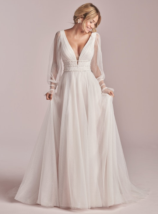 Bride wearing Joanne gown by Rebecca Ingram
