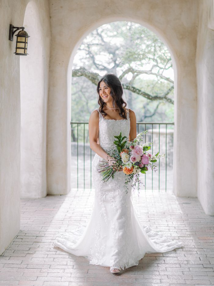 Bride wearing Albany bridal gown by Maggie Sottero