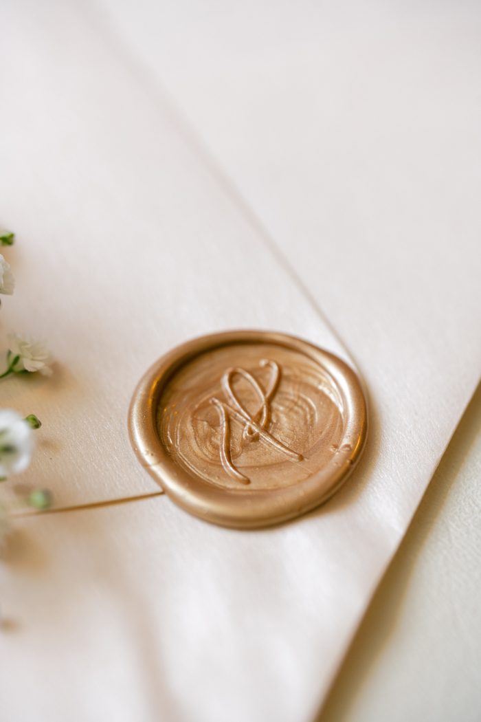 Wax seal on a wedding invitation