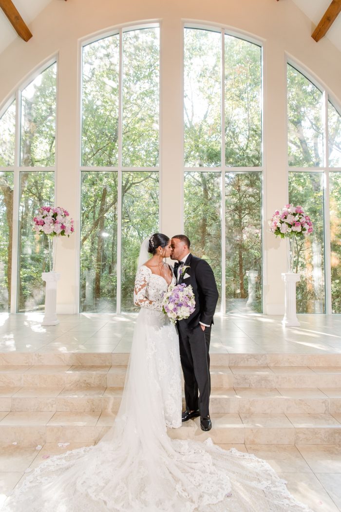 Bride wearing Tuscany Royale wedding dress by Maggie Sottero
