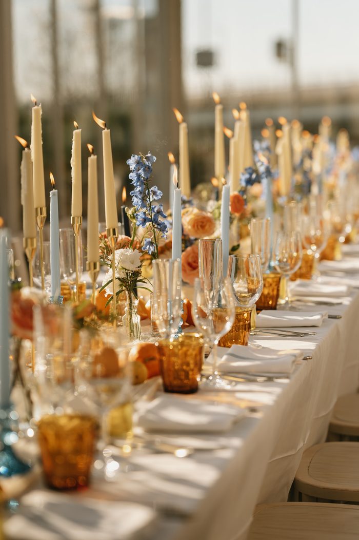 Table setting in spring wedding colors 