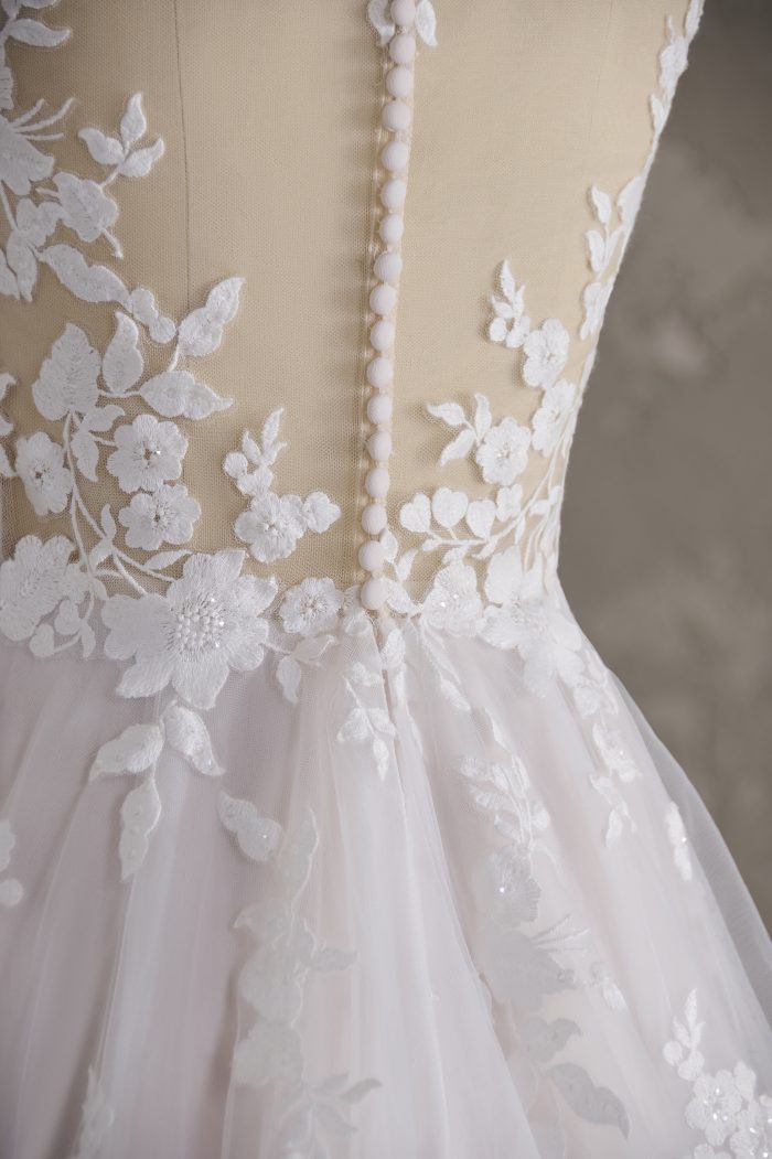 Button wedding dress customizations on Benicia by Rebecca Ingram