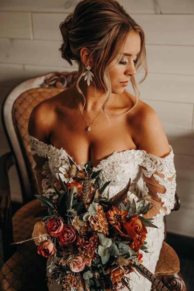 Bride wearing western wedding dress Fiona by Maggie Sottero