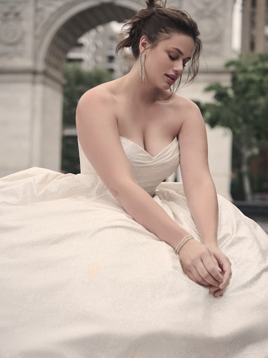 Bride wearing Anniston by Maggie Sottero princess wedding dress