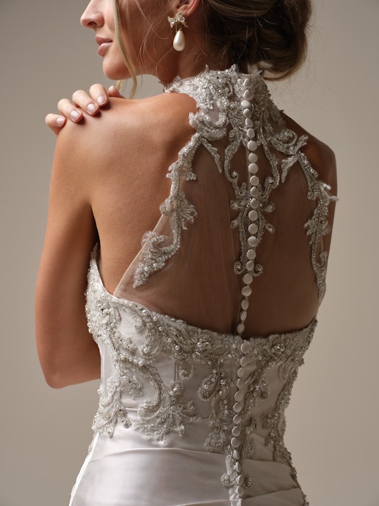 Bride wearing bridal accessories Cressida Jacket