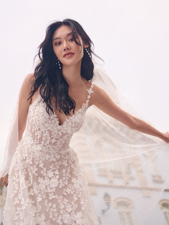 Bride wearing lace wedding dress Ladonna by Maggie Sottero