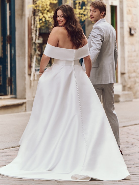 Bride wearing one of our plus size wedding dresses Perri by Rebecca Ingram