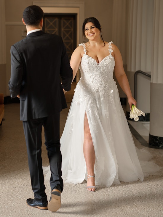 Bride wearing one of our floral wedding dresses called Wicklow by Sottero and Midgley