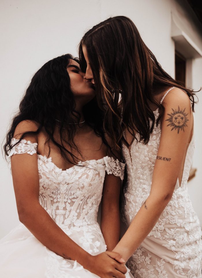 LGBTQ+ Brides wearing Maggie Sottero wedding dresses