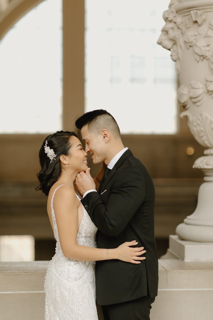 Louie wearing courthouse wedding dress Bailey by Sottero and Midgley