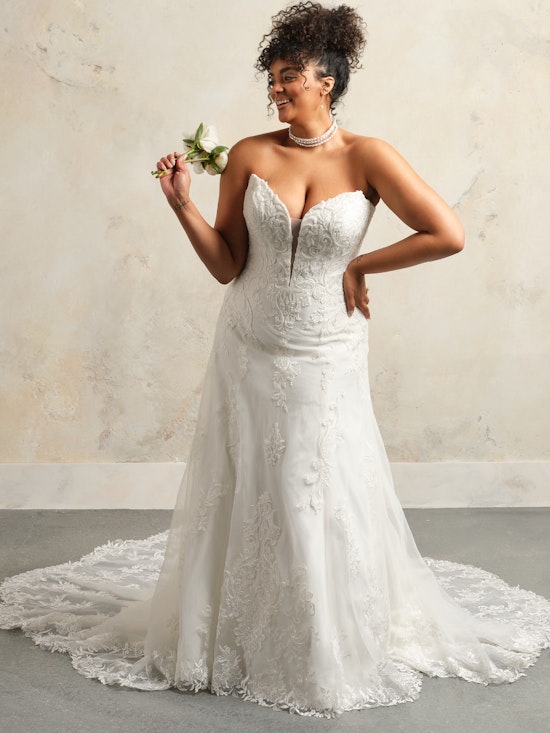 Bride wearing lace wedding dress Kyler by Maggie Sottero