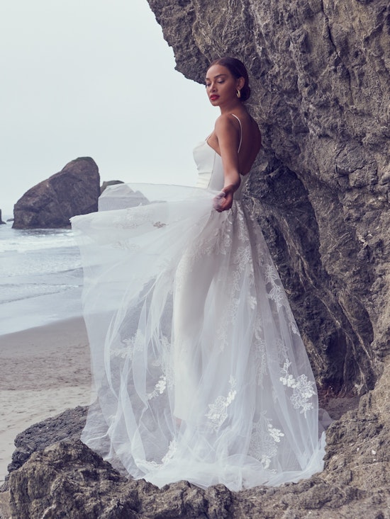 Bride wearing a Stacey detachable overskirt by Maggie Sottero