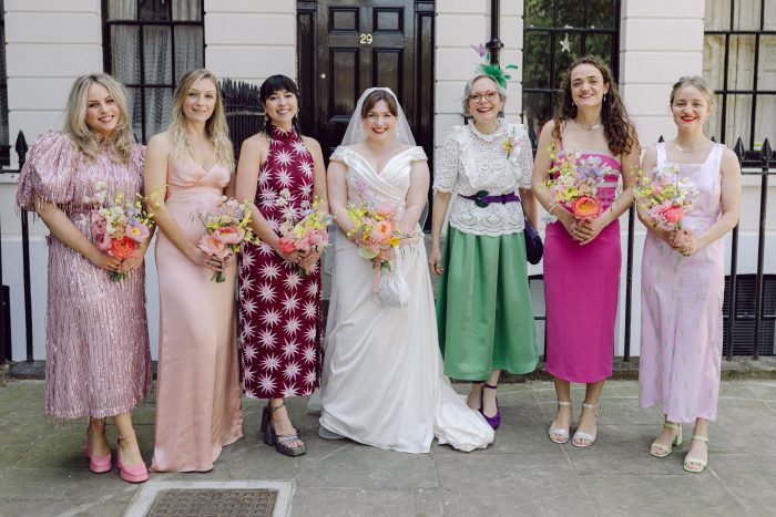 Mismatched bridesmaids dresses for LGBTQ+ wedding ideas