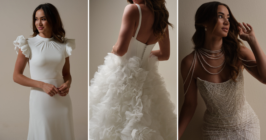 Brides wearing vintage wedding dresses by Maggie Sottero