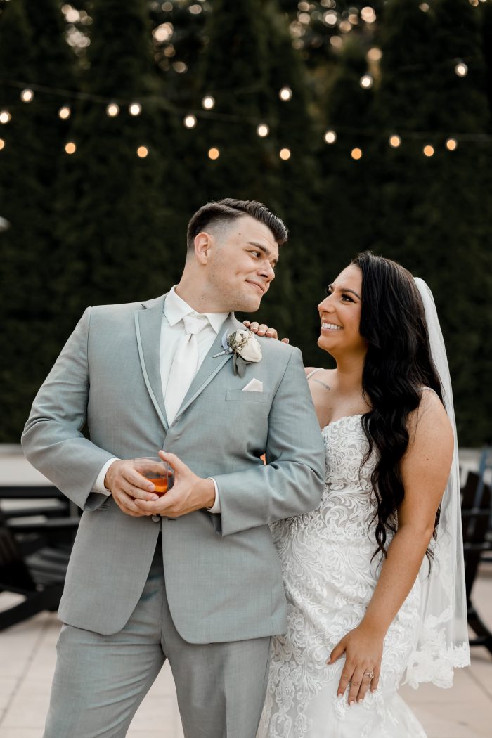 Bride wearing Fiona mermaid wedding dress by Maggie Sottero