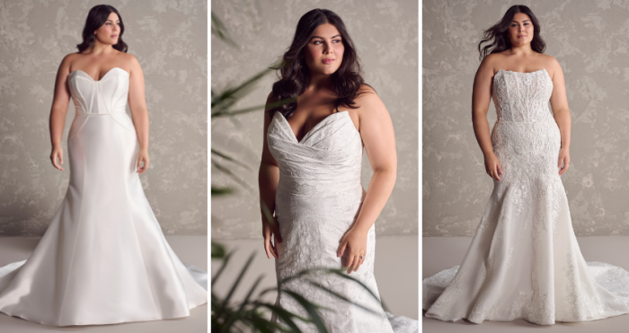 Brides wearing mermaid wedding dresses by Maggie Sottero