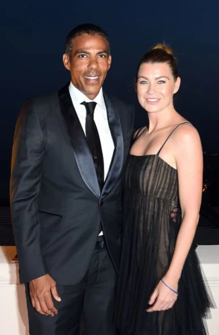 Ellen Pompeo wearing her black wedding dress