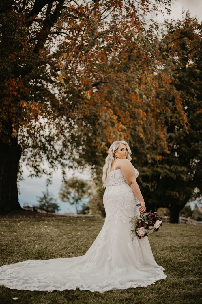 Bride wearing Hattie by Rebecca Ingram as part of her bridal style