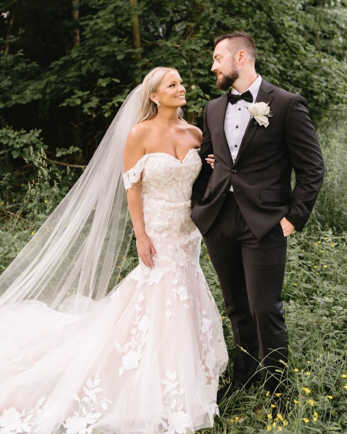 Bride wearing Hattie Lynette by Rebecca Ingram as part of her bridal style