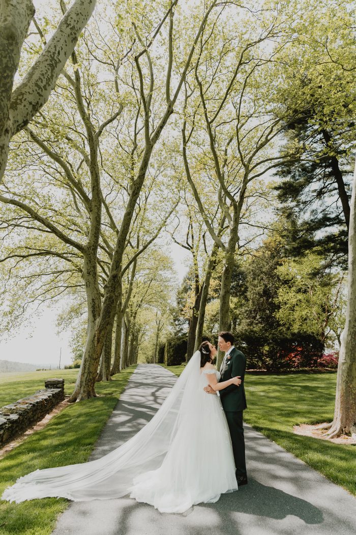 Bride wearing Mason by Sottero and Midgley as part of her bridal style