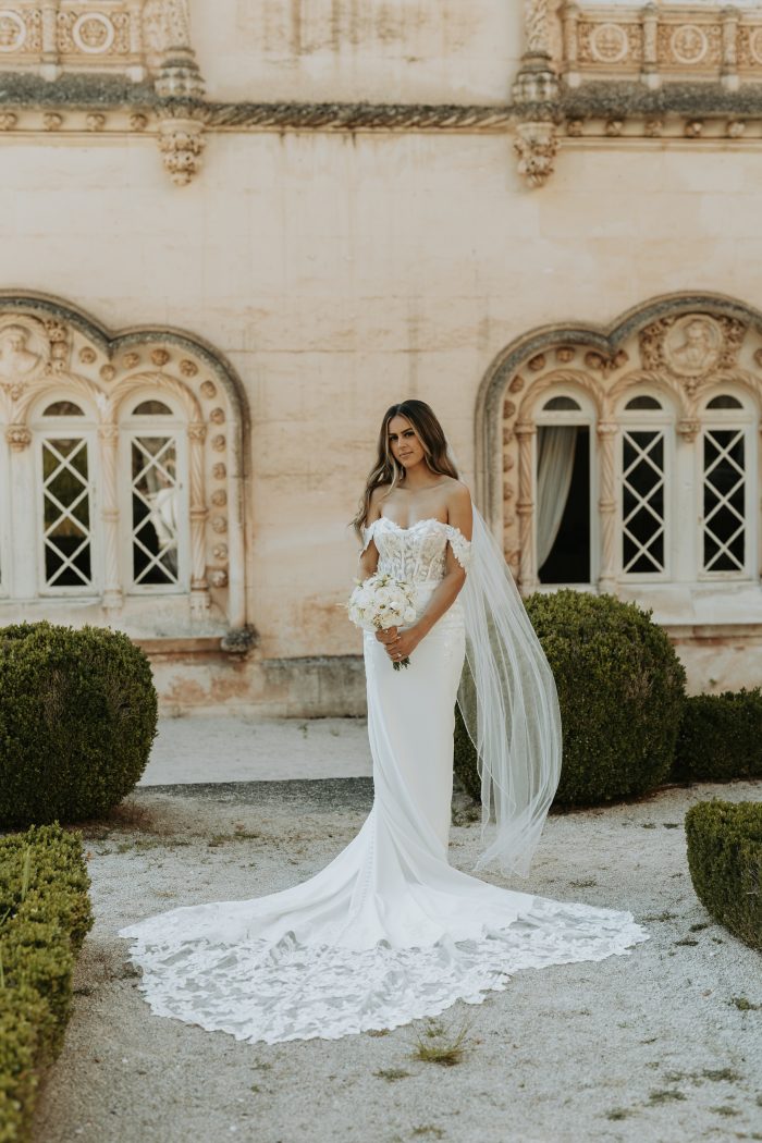 Bride wearing Cecilia by Rebecca Ingram in her bridal photos as wedding inspo