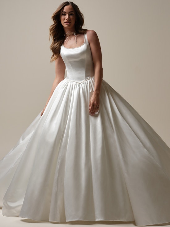 Bride wearing a wedding dress made with lower-impact fabrics called Diaz by Sottero and Midgley