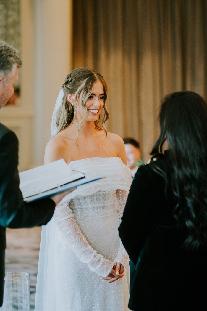 Erin Riley wearing Drew by Maggie Sottero as her second wedding dress