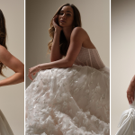 Collage of brides in modern wedding dresses