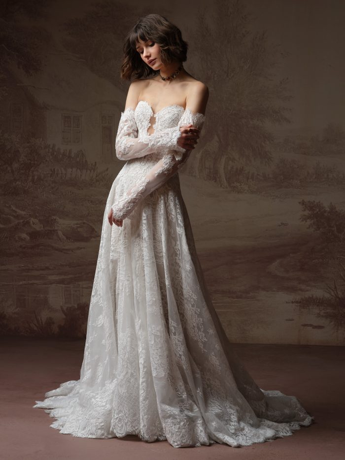 heirloom lace wedding dress Exquisite Lace and Glitter Wedding Dress